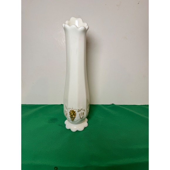 Westmoreland Other - Vintage Westmoreland white Milk Glass Vase Gold Grapes Embossed